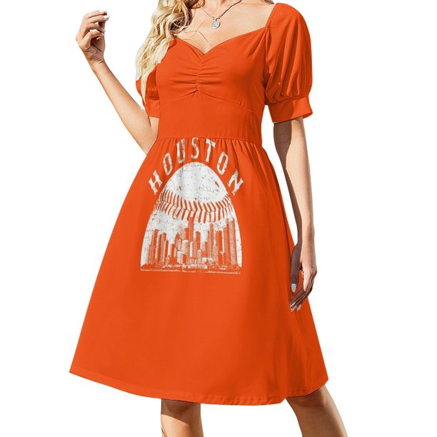 Vestido clásico de manga corta con diseño de paisaje urbano de Houston para amantes del béisbol, para hombres, mujeres y niños. Vestidos africanos para mujer.