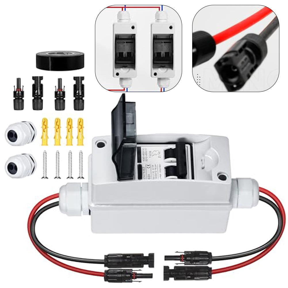 Solar Panels Disconnect Switch DC 400V 2 Poles Outdoor Circuit Breaker Box IP65