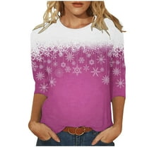 Patlollav Christmas Tops for Ladies,Womens Comfortable Blouse 3/4 Sleeve Casual T-Shirt Gift