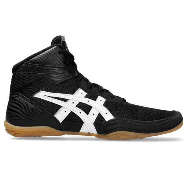 Zapatos de lucha Asics Matflex para niños de 7 grados, color negro y blanco