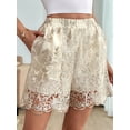 thumbnail image 4 of Women's Satin Lace High Waist Embroidered Shorts for Casual Summer Color S, 4 of 9