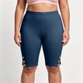 thumbnail image 6 of Busydd Leggings for Women Plus Size L-5XL Stretchy Slim Workout Leggings Solid Color Button Knee Length Gym Shorts Trendy Casual Slit Hem Running Yoga Shorts L, 6 of 9