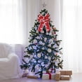 thumbnail image 3 of Christmas Tree Topper Bows，Imitation Linen Handmade Color-blocking Iron Wire Fringe Ribbon Bow，Christmas Wreath Decoration Bow, 3 of 10