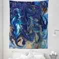 thumbnail image 1 of Marble Tapestry, Abstract Ink Style Swirling Stains and Natural Shapes Modern Themed, Fabric Wall Hanging Decor for Bedroom Living Room Dorm, 5 Sizes, Navy Blue and Sand Brown, by Ambesonne, 1 of 1