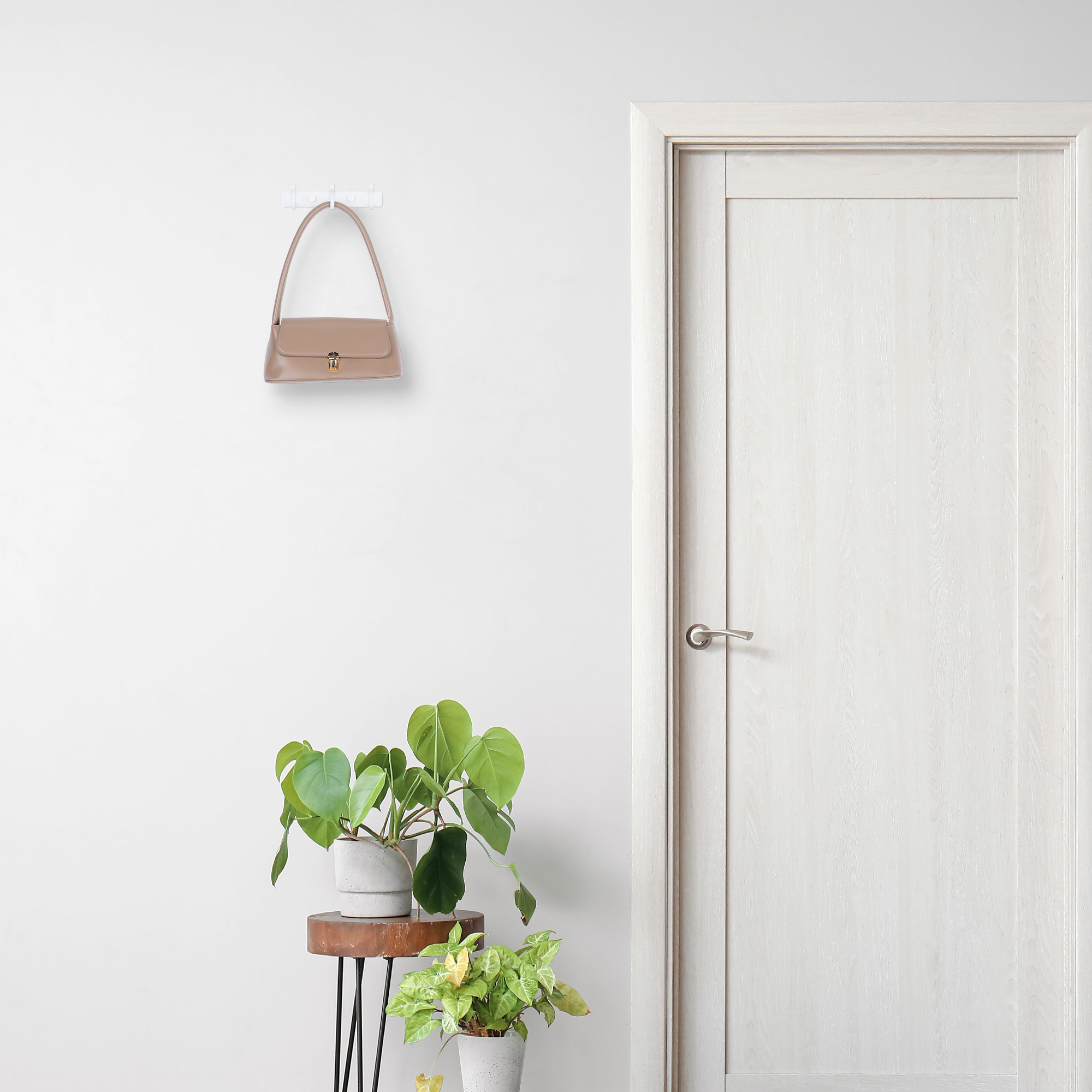 Unique Bargains 1 Pack Coat Rack Wall Mount Metal Coat Hook for Hanging with 3 Hooks White