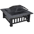 thumbnail image 3 of Multifunctional Fire Pit Table 32in Square Metal Firepit Stove Backyard Patio Garden Fireplace for Camping, Outdoor Heating, Bonfire and Picnic- Antique Gray, 3 of 11