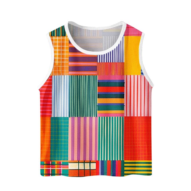 Économies d'Été! SROBPTY Garçons Filles Camisoles Sans Manches, Garçons Filles Enfants Garçons et Mode Imprimé Dégradé Doux Débardeur Bas Camisole Multicolore, 14 Ans