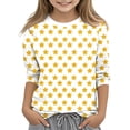 thumbnail image 1 of MeetoTime Mode Enfant Couleur Unie Imprimé Manches 3/4 Col Rond Hauts T-shirt pour Garçons Filles, 1 of 4