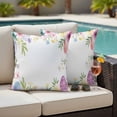 thumbnail image 5 of Happy Easter Pillow Covers 2 Pack Watercolor Easter Eggs Spring Pink Purple Floral Leaf Pillowcase Waterproof Outdoor Throw Pillow Cover for Patio Garden Square Cushion 24”x24”, 5 of 9