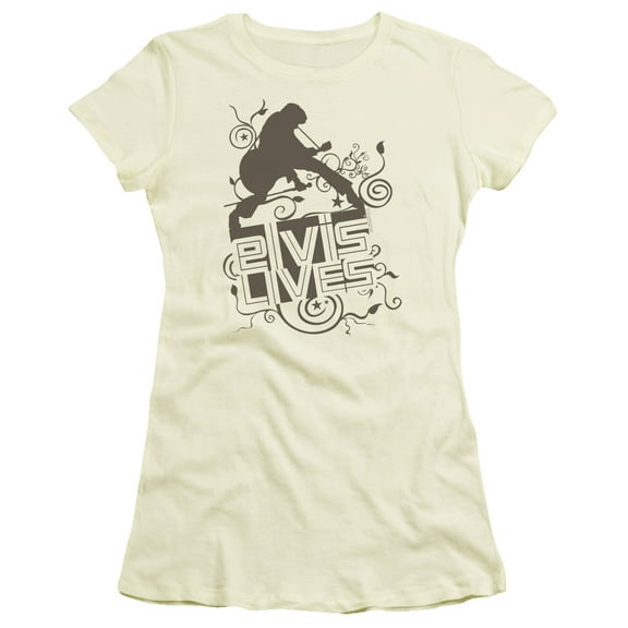 Elvis Presley Elvis Lives Junior Women's Sheer T-Shirt Cream