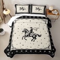 thumbnail image 2 of Homewish Boho Western Cowboy Bed Spread Queen,Retro Stars Queen Coverlet Set,Black Cream,3-Piece, 2 of 7