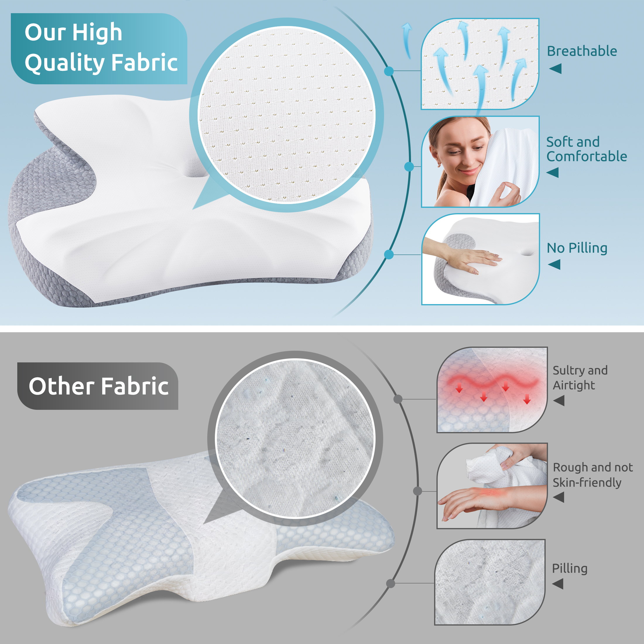 Moonorah Cervical Memory Foam Pillow Queen photo 4