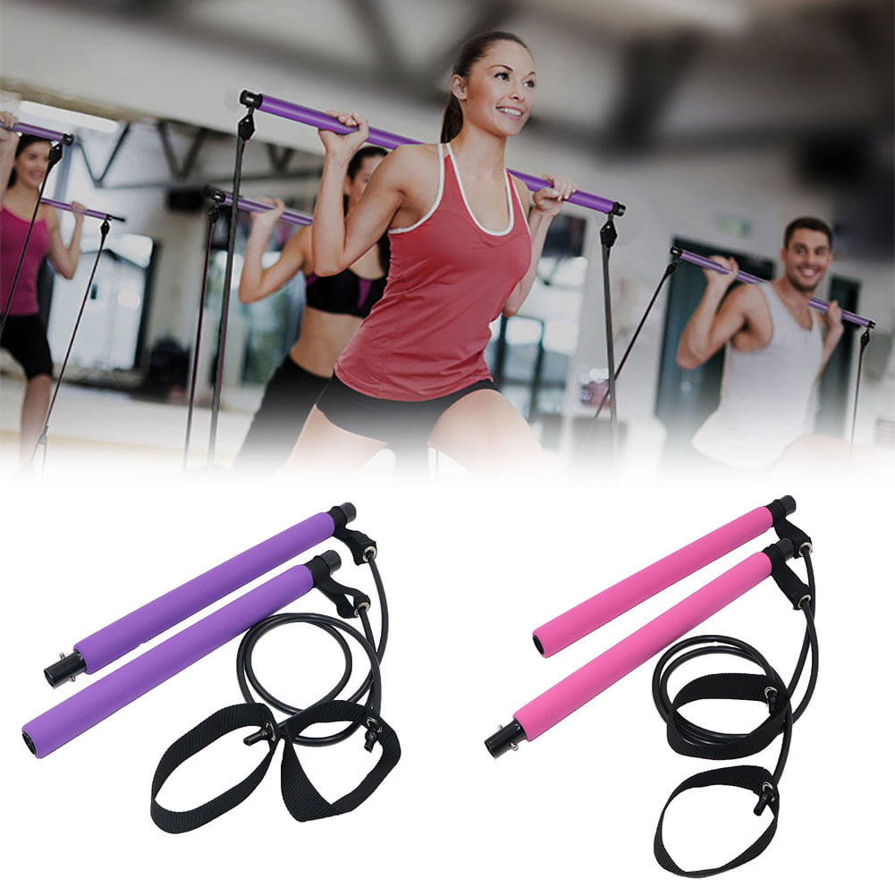 2Pcs Elastic Yoga Pilates Bar Fitness Gym Resistance Band Training Pull Up Rope 