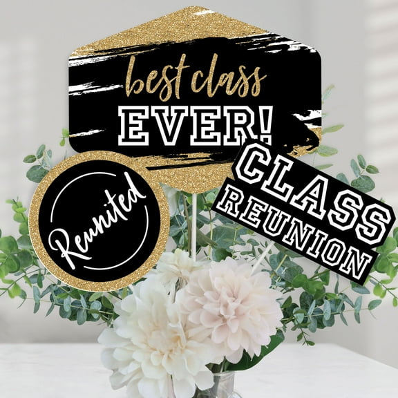 Big Dot of Happiness Reunited - School Class Reunion Party Centerpiece Sticks - Table Toppers - Set of 15