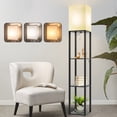 thumbnail image 4 of A Floor Lamp with a Stand, Featuring a Modern Design And a 9W LED Bulb, Is a Three-Tiered Storage Display Reading Light Suitable for Bedrooms, Living Rooms, And Narrow Bedside Corners., 4 of 13