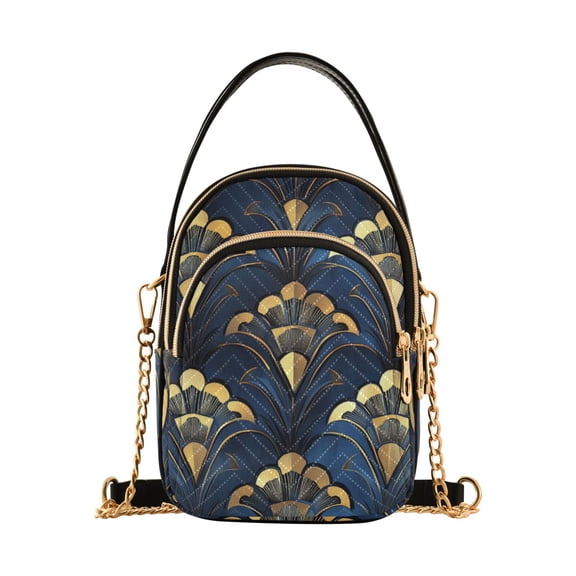 FORMRS Crossbody Bag for Women Shoulder Cell Phone Purse with Zipper, Blue Art Pattern