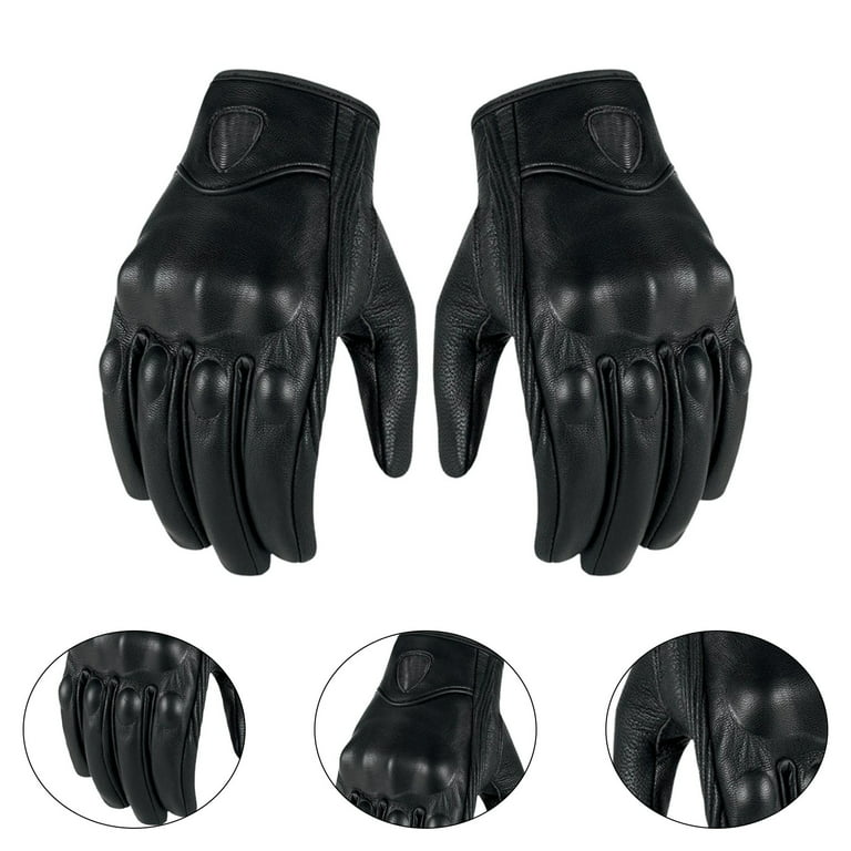 GROFRY Non-slip 1 Pair Full Finger Drop Motorcycle Gloves Faux Leather  Touch Screen Unisex Racing Gloves for Hiking