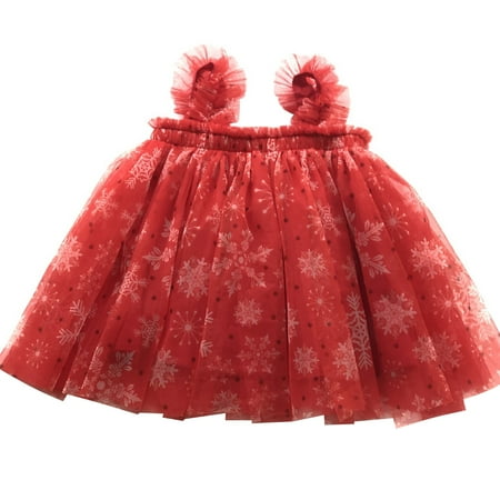 

WUDATI Teen Boy Girl Outfit Hallowe-en Christmas Toddler Girls Boys Winter Girls Christmas Mesh Camisole Snowflake Print Santa Print Tutu Dress Mesh Dress Girls Christmas Outfit