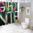 thumbnail image 7 of Awypu St Patricks Day Green Stripe Lucky Charms Shamrock Four Leaf Shower Curtain Set White, 7 of 7