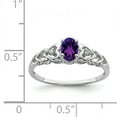 thumbnail image 2 of 925 Sterling Silver Polished Amethyst and Diamond Ring Size 6 2mm Wide Ring for Women, 2 of 2