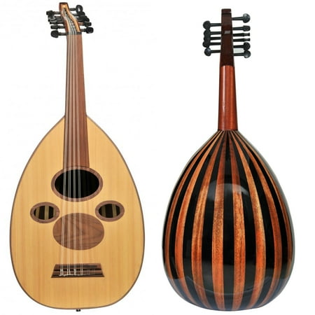 Professional Syrian Arabic Oud "Damascus Star"+Soft Case-Walnut - Black