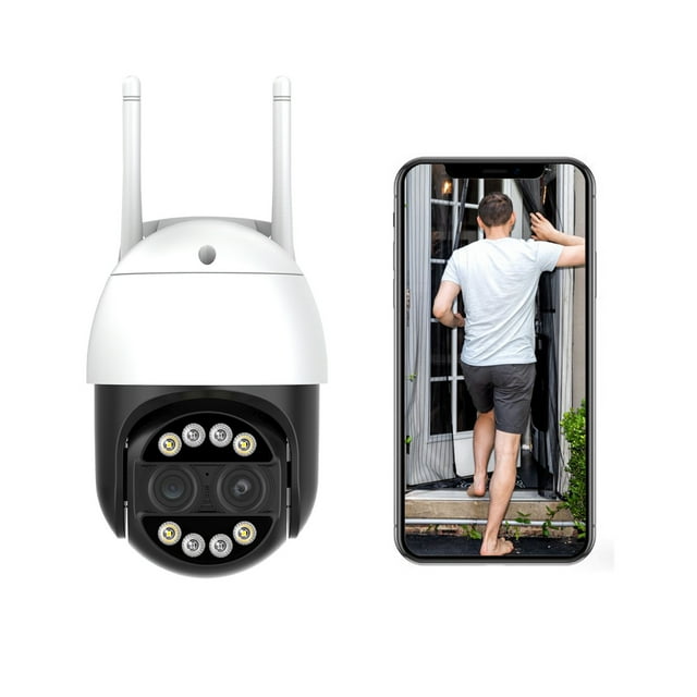 Cámara de seguridad PTZ Pisexur para exteriores con reflector, WiFi de 4 MP, para el hogar, vigilancia digital, visión nocturna, detección de movimiento, IP66, electrónica para niños, organizador de