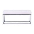 thumbnail image 2 of Heavenly Collection White Faux Leather Upholstered Bench with Chrome Metal Base – Modern Accent Bench for Entryway, Bedroom, or Living Room, 2 of 7