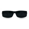 thumbnail image 3 of Mens Flaming Skull 90s Narrow Rectangle Thick Temple Gangster Sunglasses All Black, 3 of 8