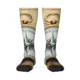 thumbnail image 2 of Lsque Magnetic Old Compass On World Map Printed Crew Socks Men's Women's LightWeight Thin Casual Calf Socks ,Knee High Socks,Cotton Socks, 2 of 9