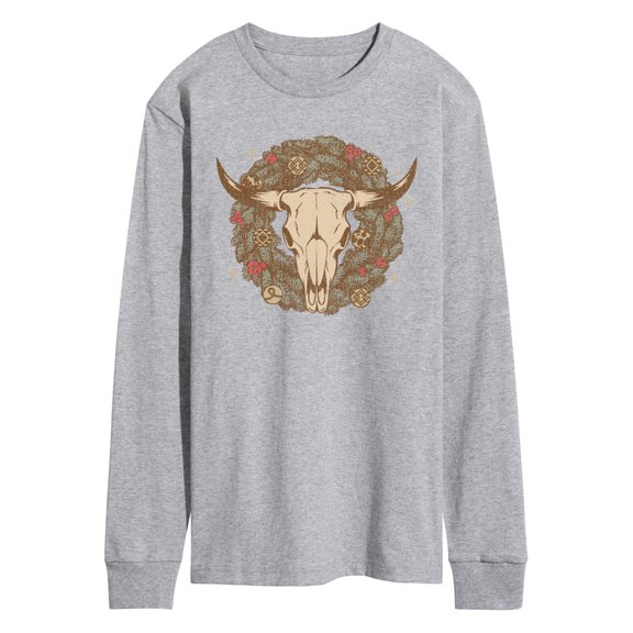 Instant Message - Cow Skull Wreath - Men's Long Sleeve Graphic T-Shirt