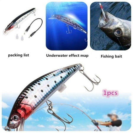 12cm/4.72 Fishing Artificial Hard Lifelike Glow Lure Wobbler Water Fish Swim Bait Topwater Lures Swimbait Fishing Bait 3D Fishing Eyes with USB cable