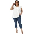 thumbnail image 3 of DARING DIVA Women's Plus Tank Tops Pleated Crewneck Casual Work Shirts 1X White, 3 of 6