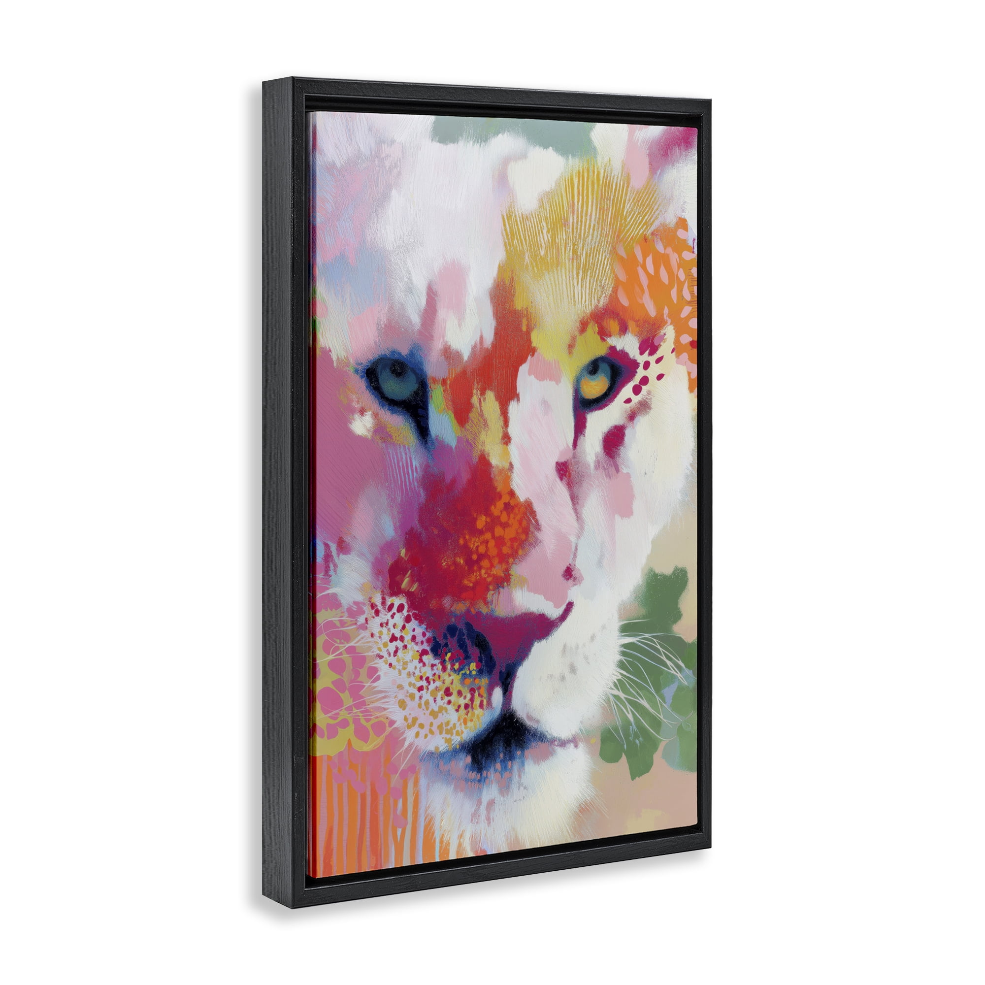 Stupell Industries Lion Eyes with Intense Gaze Black Framed Floater Canvas Wall Art, design by Chromatic Storm Studio
