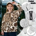 thumbnail image 6 of Uorisanigo Girls Half Zip Sweatshirt Fall Fashion Outfits Clothes Brown Cow Leopard Print Long Sleeve Athletic Tops Drop Shoulder Pullover Jackets Shirts Top for Sports and Daily Wear, 6 of 7