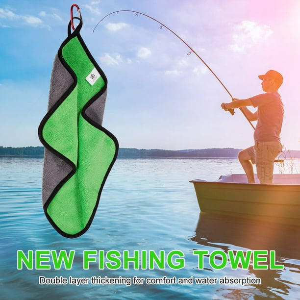 Qionma Fish Towel with Hook Water Absorption Washcloth Non Stick on Bait  (Green) 
