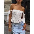 thumbnail image 5 of Women Y2k Backless Tank Top Vintage Lace Trim Floral Patchwork Crop Top White M, 5 of 10