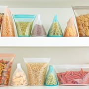 Zip Top Reusable 100% Platinum Silicone Food Storage Containers - Made in the USA - 3 Dish Set - Peach