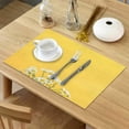 thumbnail image 4 of Store Daisy Print On Yellow Background Placemats Set of 6, Cotton Linen Heat Resistant Table Mats Non-Slip Washable Placemat for Holiday Banquet Dining Kitchen Table Decor, 4 of 6