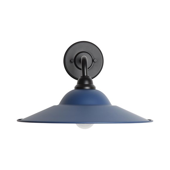 Croma Applique Murale 15 Pouces - Extérieur en Noir Mat avec Abat-Jour Bleu Mat
