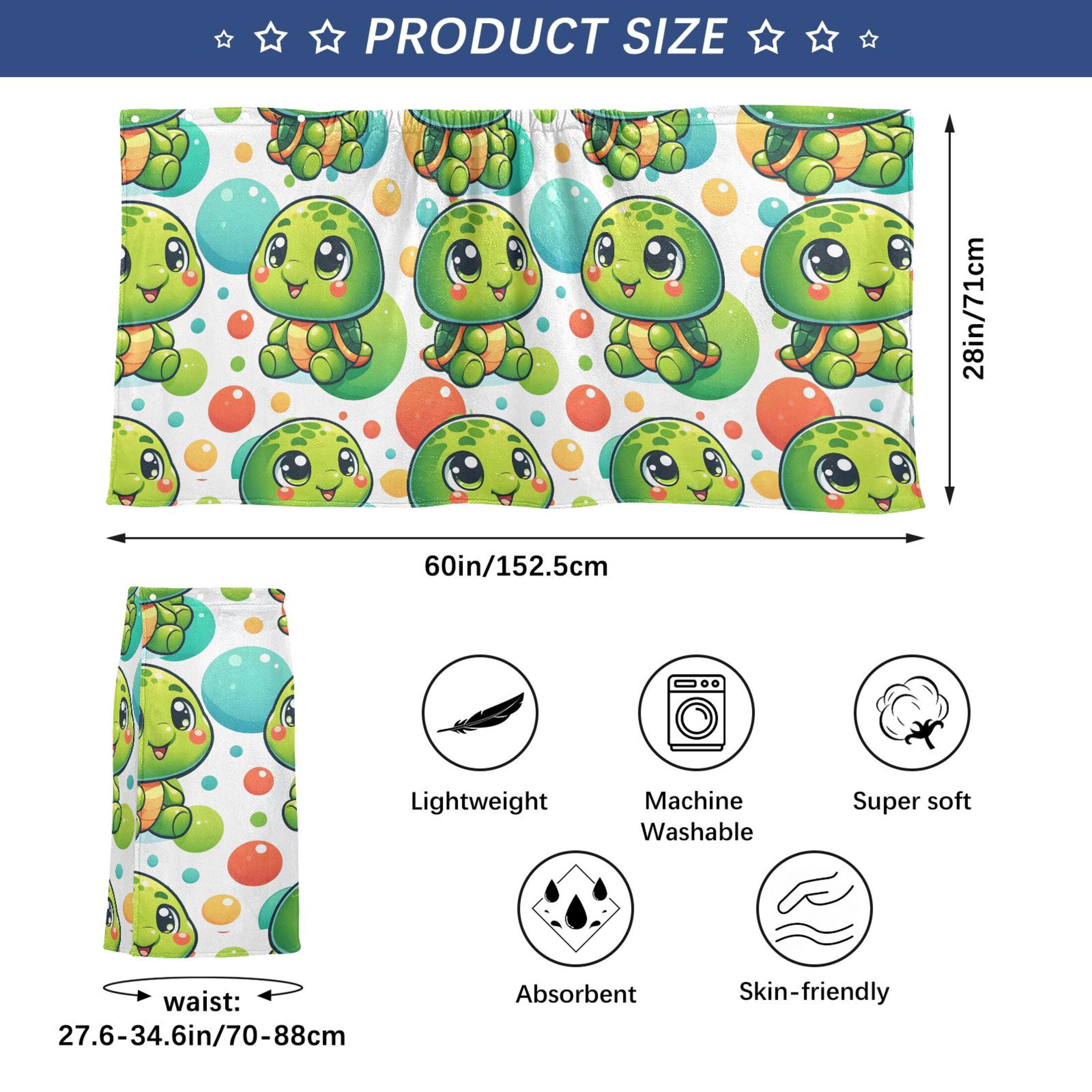Mens Shower Wrap Adjustable Bath Wrap Towel Body Towels for Gym Shower Sauna Spa Baby Turtle and Ball 60x28