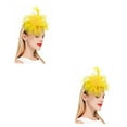 thumbnail image 1 of Sonducket Tocado de boda con flores para el pelo, estilo Retro, tocado de fiesta sencillo, colgante de cabeza de compromiso multiusos, amarillo Amarillo 2piezas, 1 of 6
