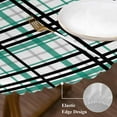 thumbnail image 4 of Teal Black Plaid Table Cloth, Round Fitted Tablecloths with Elastic Edge, Farmhouse Teal Black Checkered Wipeable Waterproof Table Cover for Kitchen Wedding 55-60 Inches, 4 of 4
