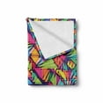 thumbnail image 2 of Indie Soft Flannel Fleece Throw Blanket, Geometrical Hipster Pattern with Triangles Vibrant Optical Illusion Abstract, Cozy Plush for Indoor and Outdoor Use, 70" x 90", Multicolor, by Ambesonne, 2 of 6