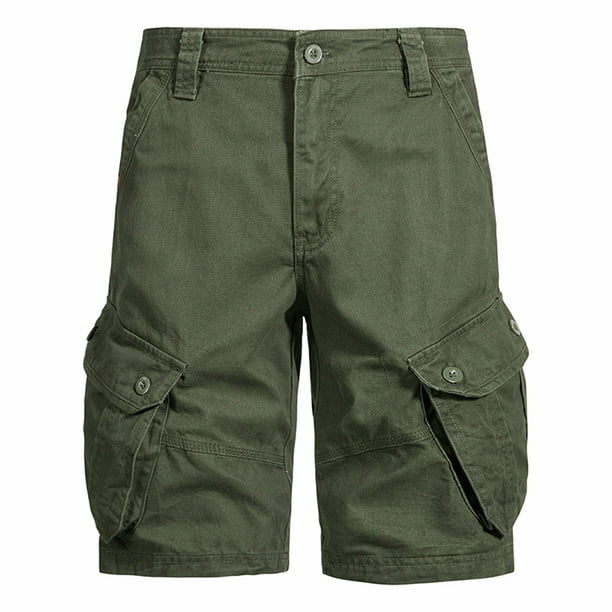 Holiday Savings Winter PEZHADA Men's Elastic Cargo Shorts Loose Straight  Beach Medium Comfortable Pants Casual Sports Five Point Pants Army Green L