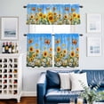 thumbnail image 2 of Summer Sunflower Floral Kitchen Curtains Valances and Tiers Set of 3 Butterfly Plant Oil Painting Tier Curtains and Valance with Rod Pocket for Small Windows, 27.5"x24", 2 of 9