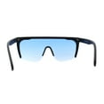 thumbnail image 4 of Womens Oversize High Temple Flat Top Shield Diva Sunglasses Black Blue, 4 of 4