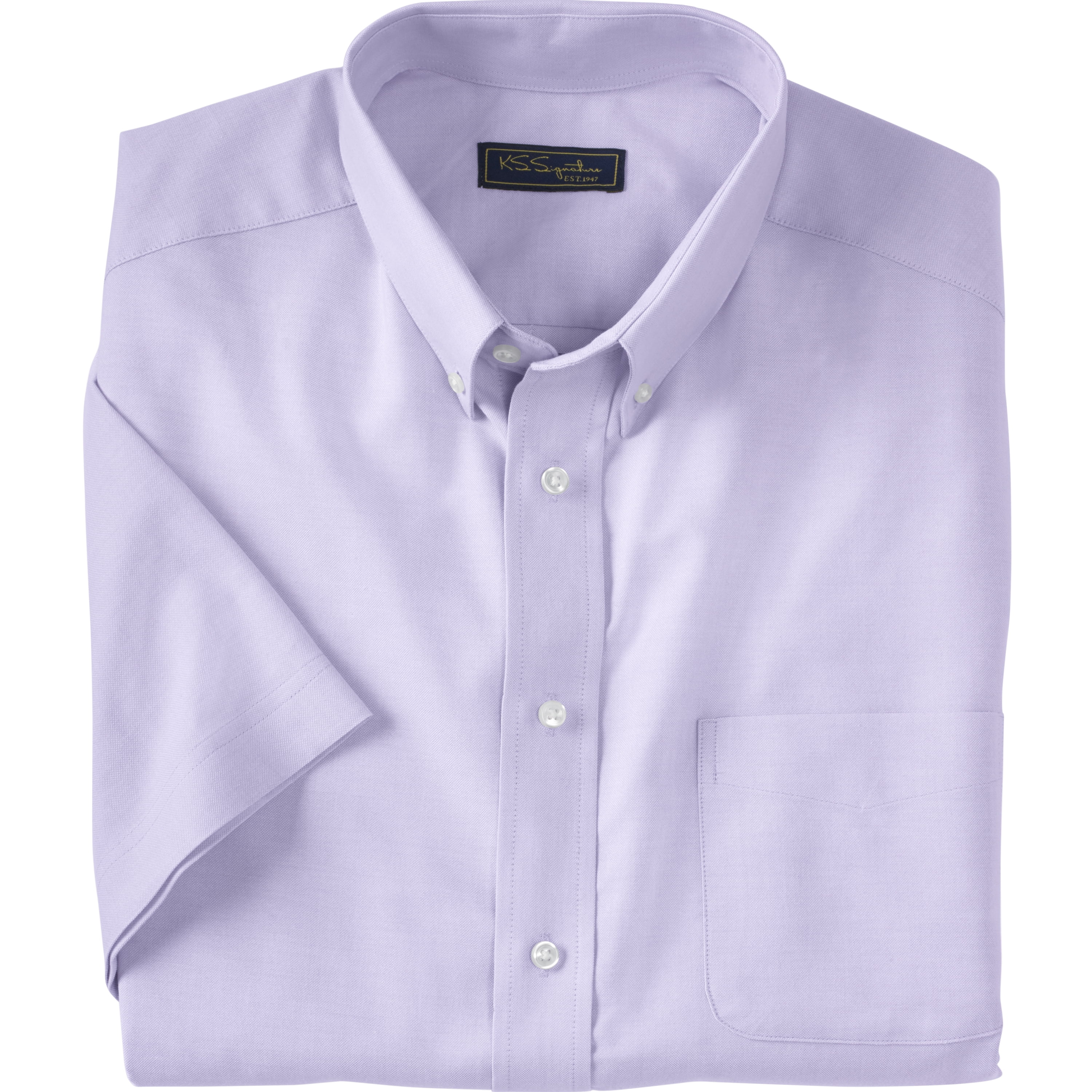 KingSize KS Signature Mens Big & Tall Ks Signature Wrinkle-Resistant Short-Sleeve Oxford Dress Shirt 