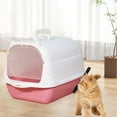 thumbnail image 6 of Hooded Cat with Lid Enclosed Cat Toilet Reusable Cat Litter Tray Handheld Pink, 6 of 8