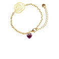thumbnail image 2 of Delight Jewelry Purple Crystal Heart Gold-tone Flower Link Chain Bracelet, 6.75"+2" Extender, 2 of 4