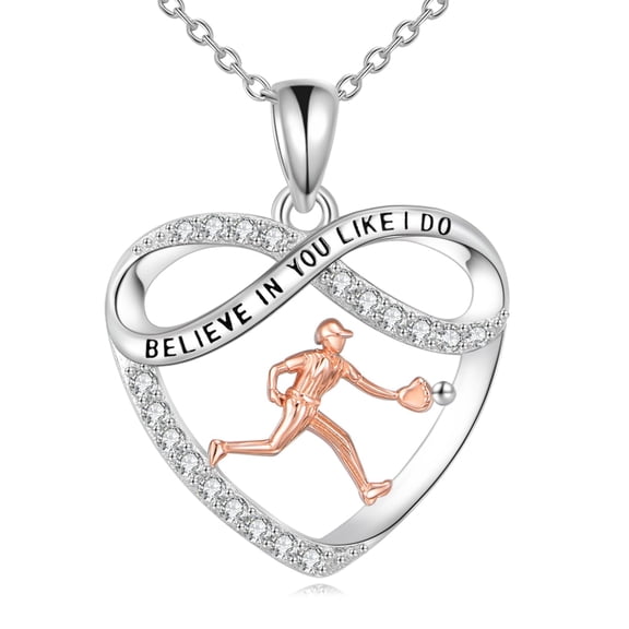 MYSTICPOEM Softball Baseball Gifts for Women S925 Sterling Silver Baseball Bat Necklace Classic Softball Batter Pendant Jewelry for Softball Lovers and Fans